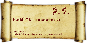 Hudák Innocencia névjegykártya